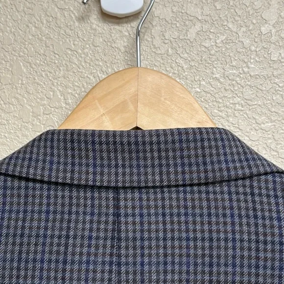 Lauren Ralph Lauren 48L Blue Brown Houndstooth Wool Blazer Sport Coat Academia